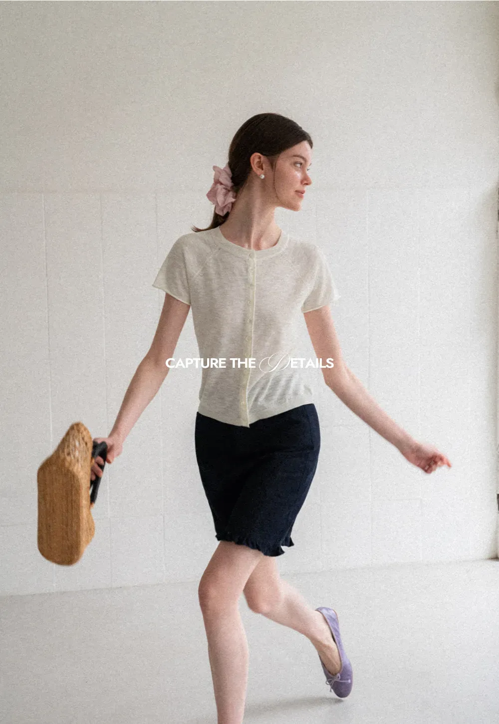 Asymmetrical Button Front Knit Sweater Short Sleeve V Neck
