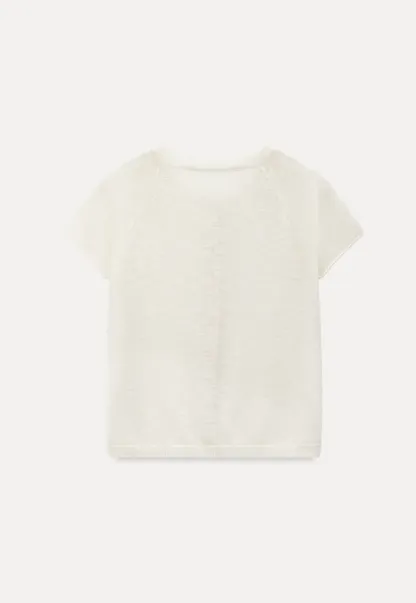Asymmetrical Button Front Knit Sweater Short Sleeve V Neck