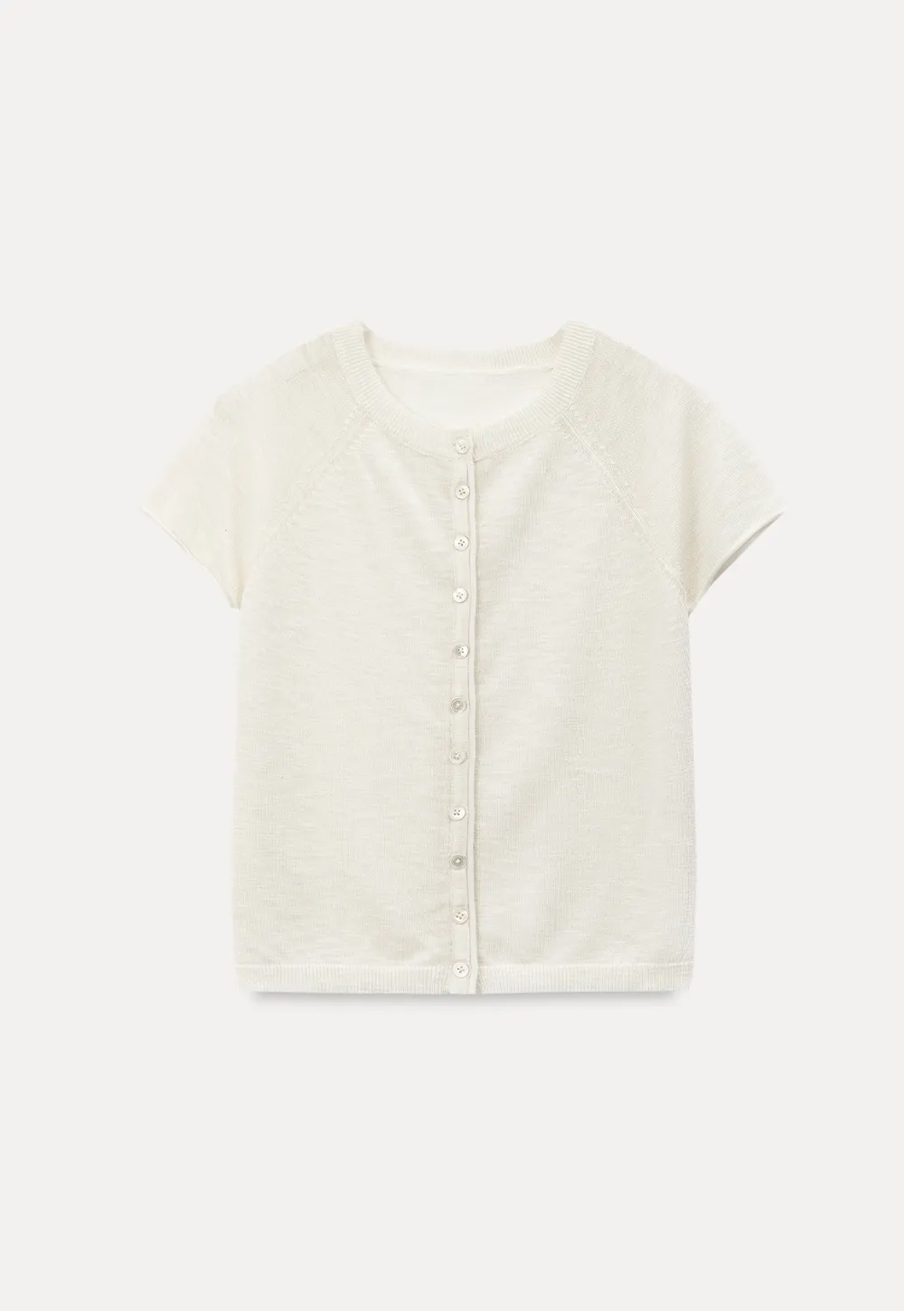 Asymmetrical Button Front Knit Sweater Short Sleeve V Neck