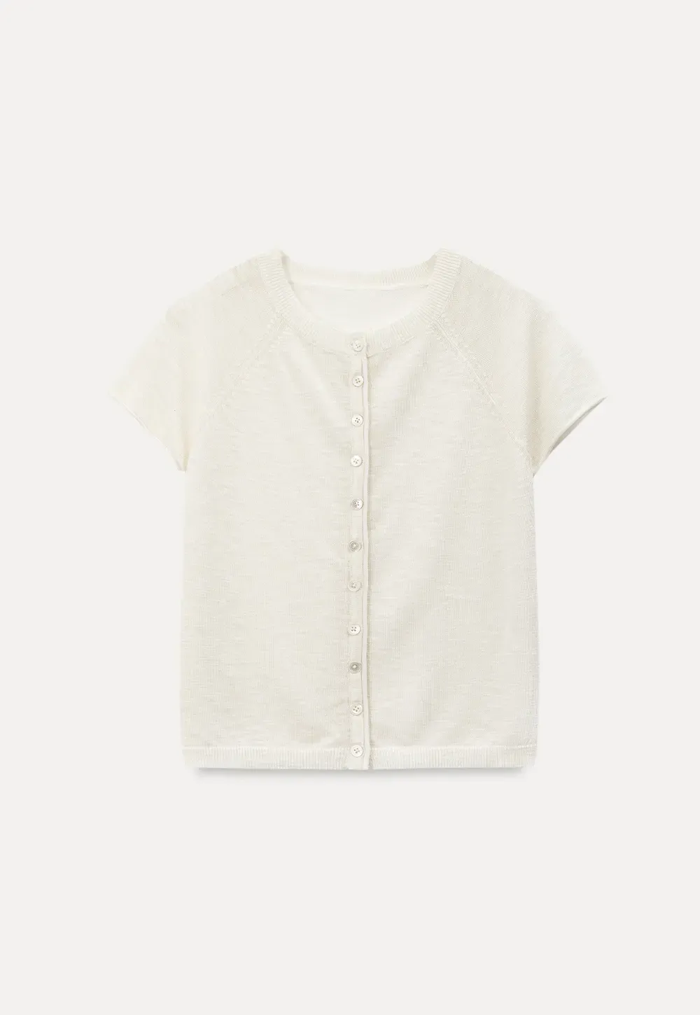 Asymmetrical Button Front Knit Sweater Short Sleeve V Neck