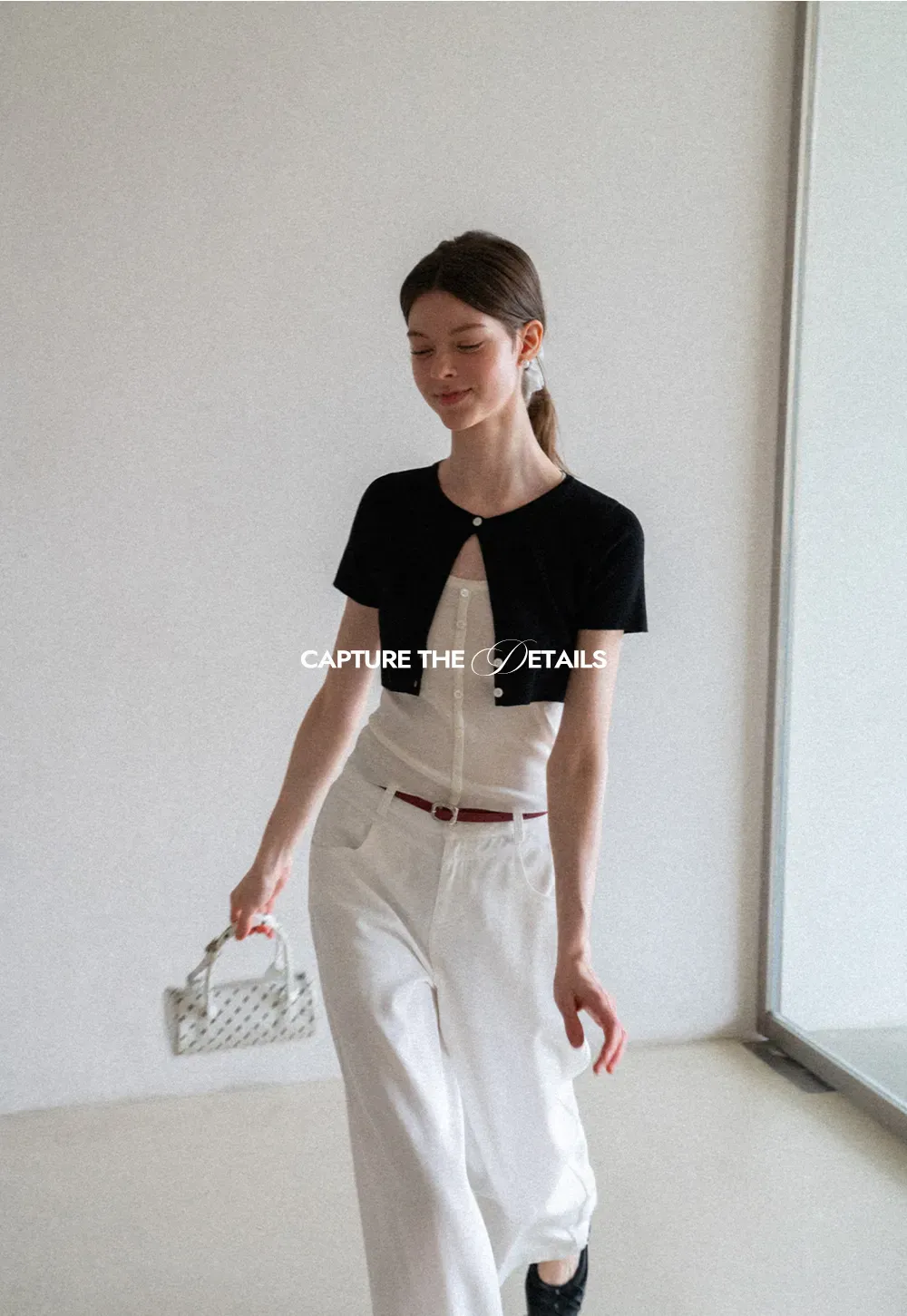 Cropped Open Front Knit Sweater With Button Detail