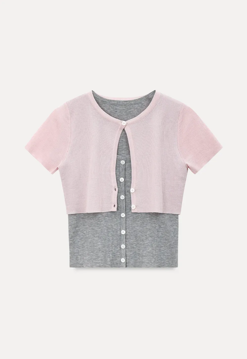 Cropped Open Front Knit Sweater With Button Detail