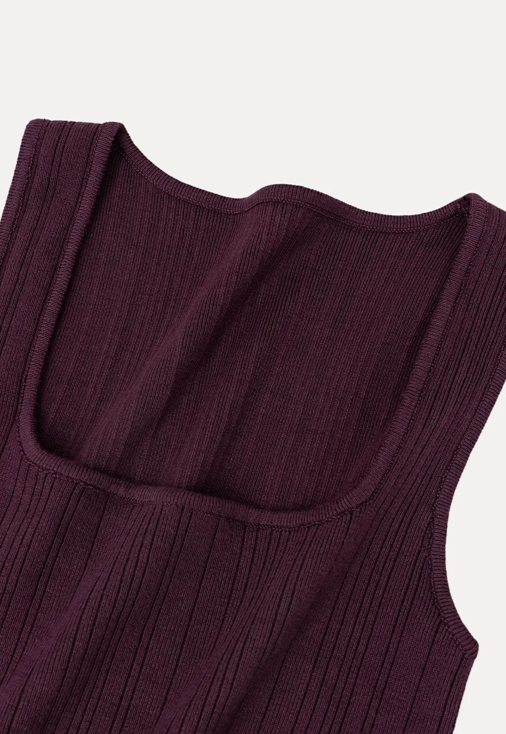 Ribbed Square Neck Sleeveless Knit Top