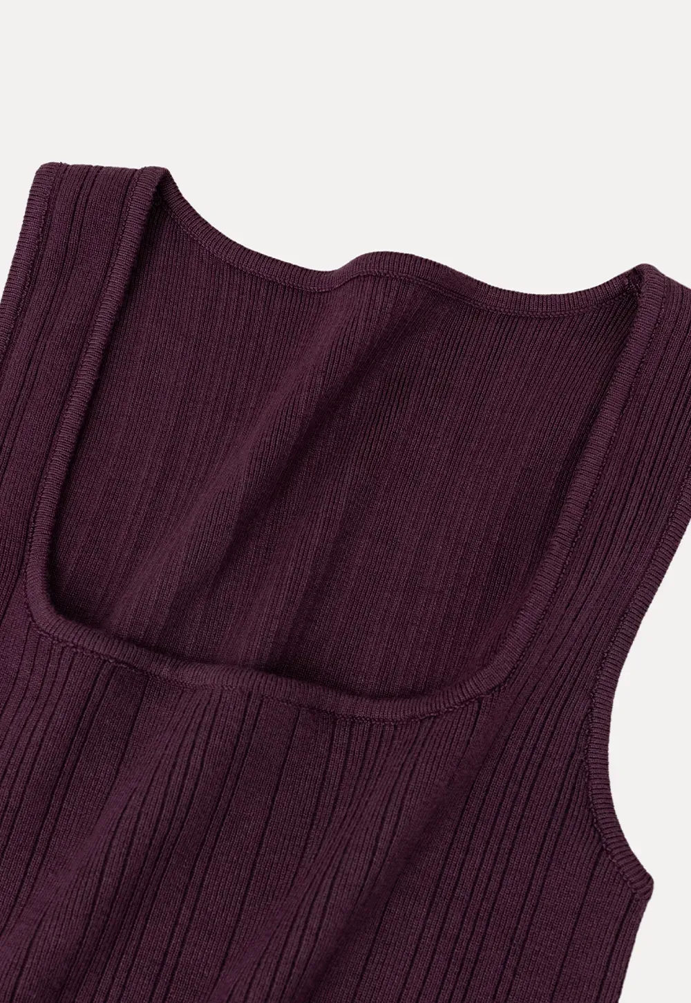 Ribbed Square Neck Sleeveless Knit Top
