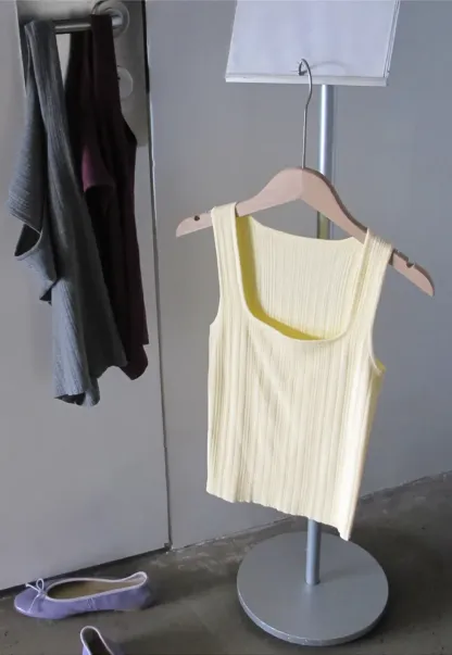 Ribbed Square Neck Sleeveless Knit Top