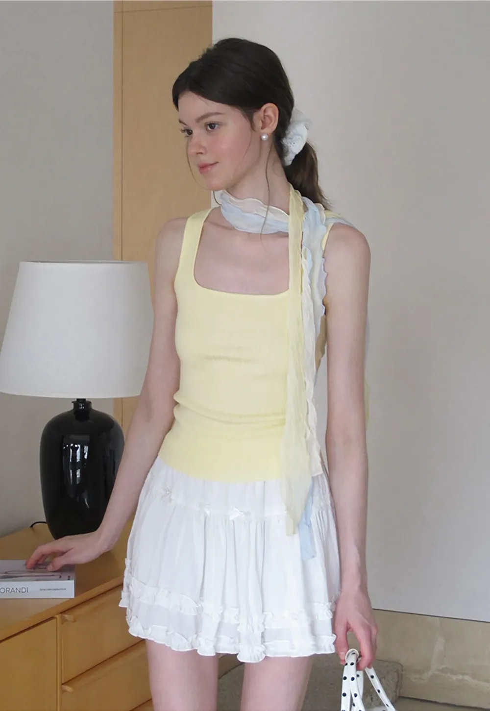 Ribbed Square Neck Sleeveless Knit Top