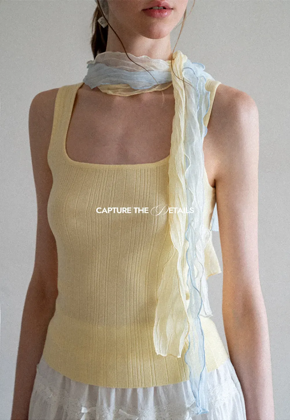 Ribbed Square Neck Sleeveless Knit Top