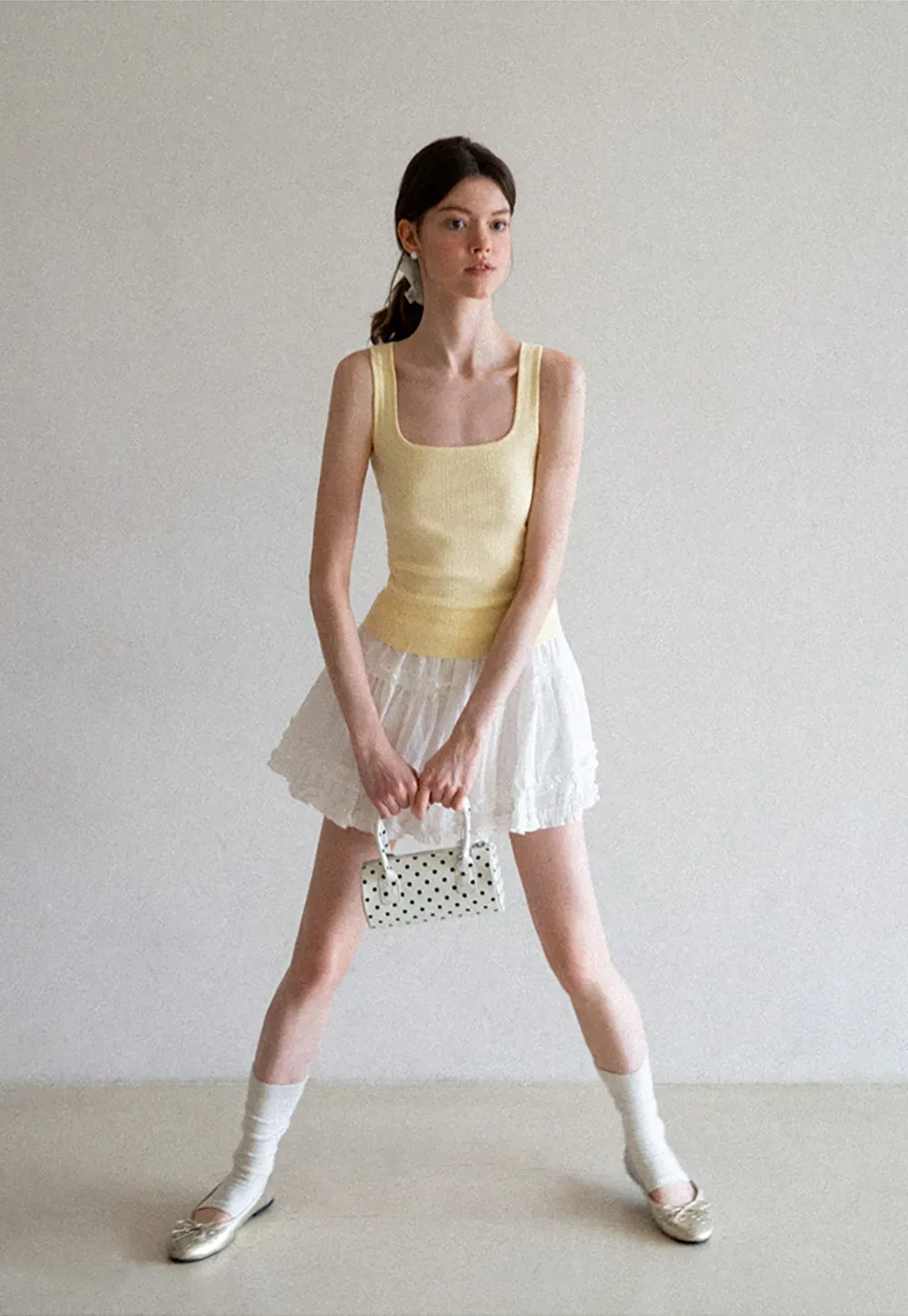Ribbed Square Neck Sleeveless Knit Top