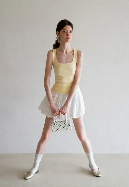 Ribbed Square Neck Sleeveless Knit Top