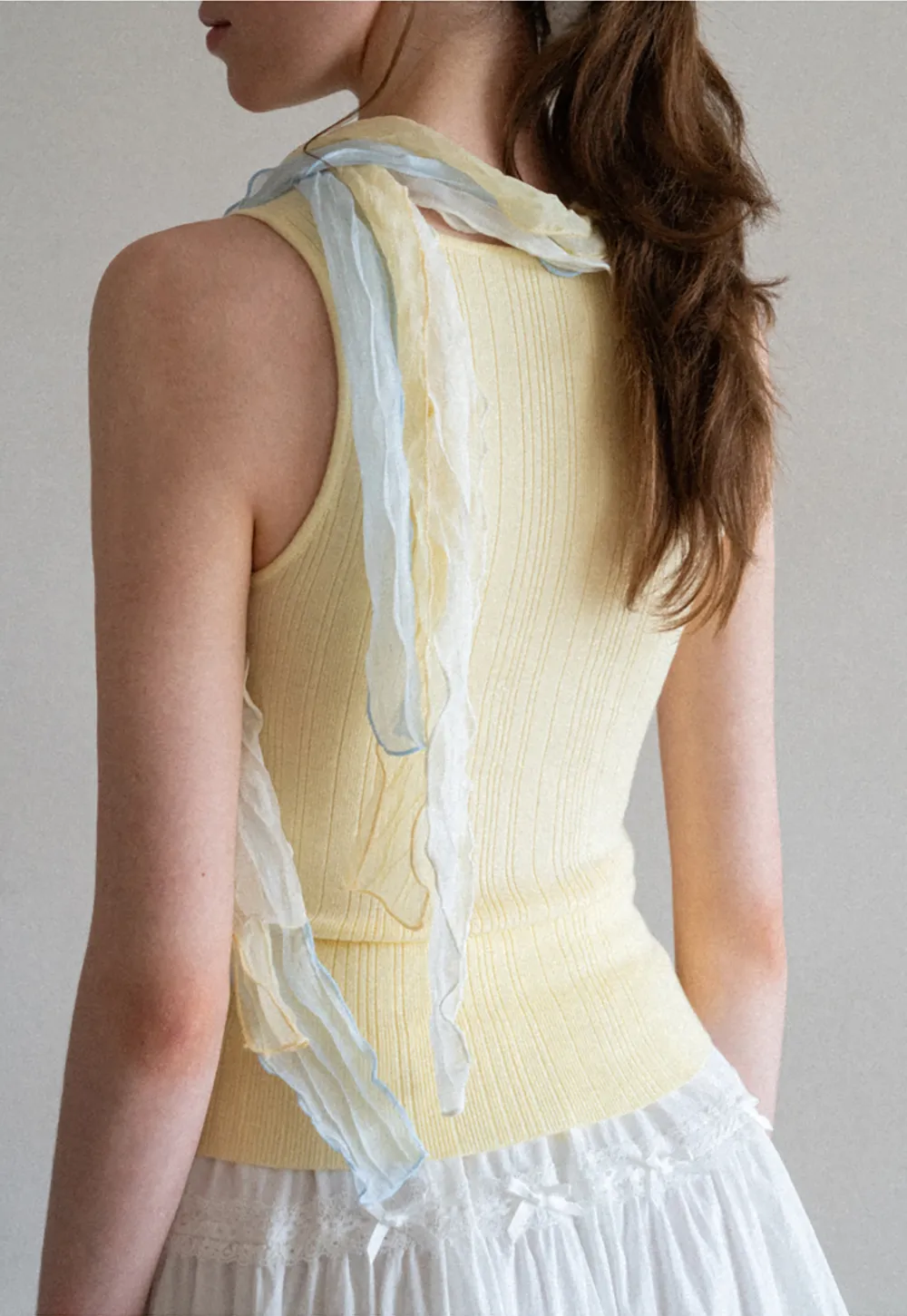 Ribbed Square Neck Sleeveless Knit Top
