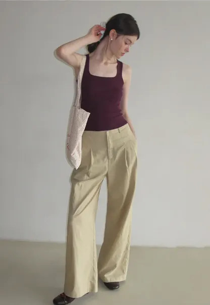 Ribbed Square Neck Sleeveless Knit Top