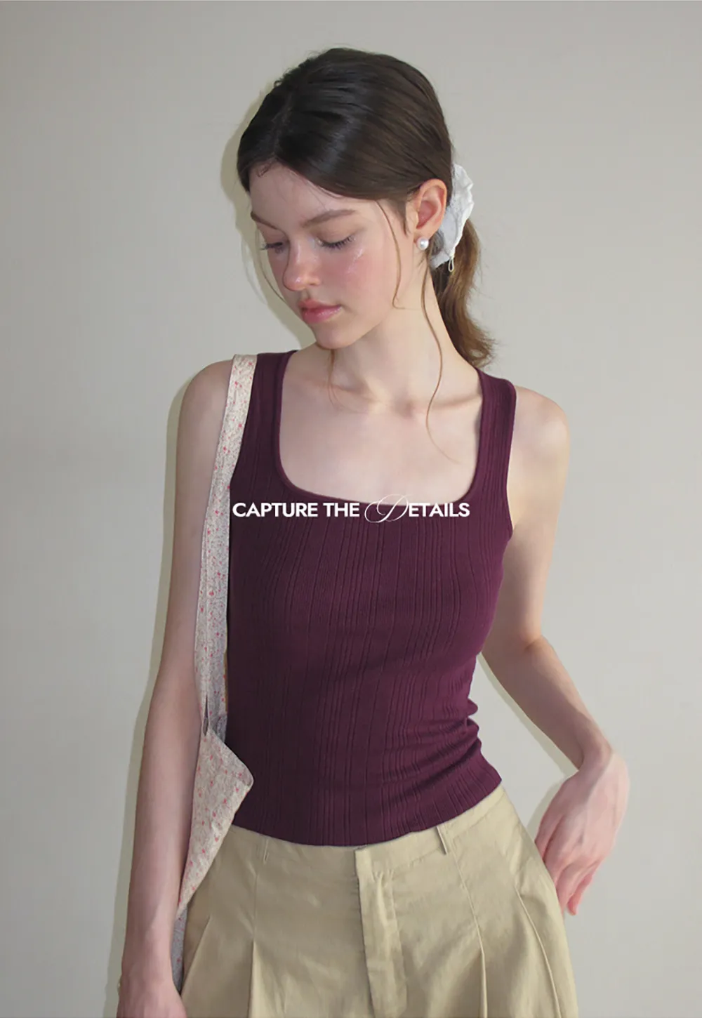 Ribbed Square Neck Sleeveless Knit Top