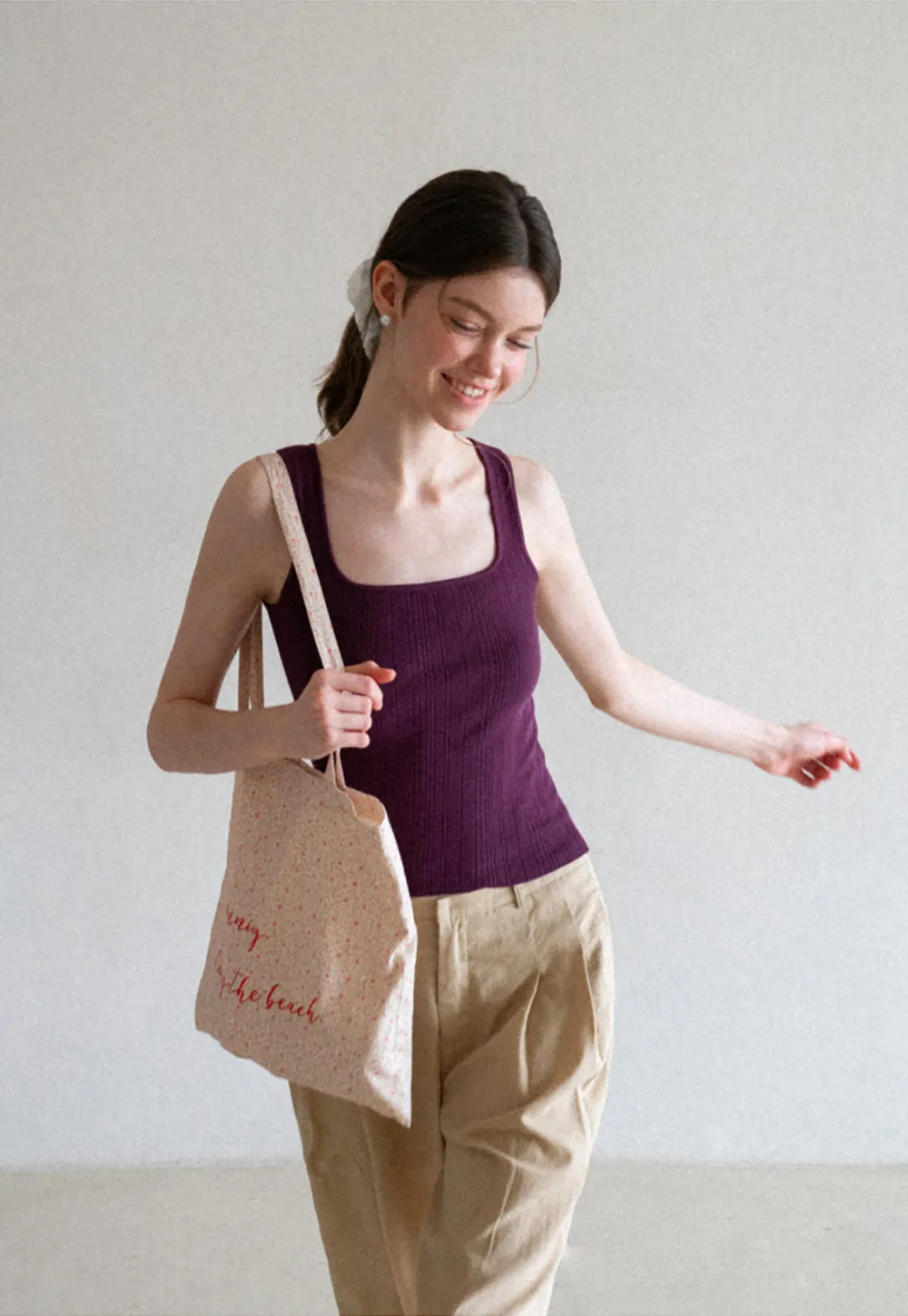 Ribbed Square Neck Sleeveless Knit Top