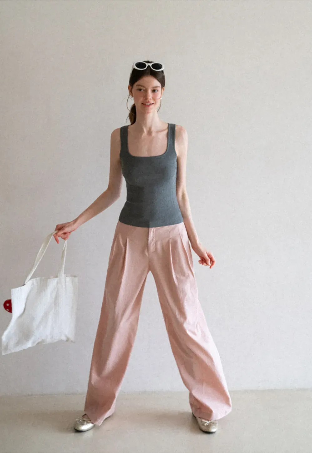 Ribbed Square Neck Sleeveless Knit Top