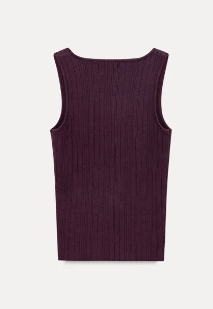 Ribbed Square Neck Sleeveless Knit Top