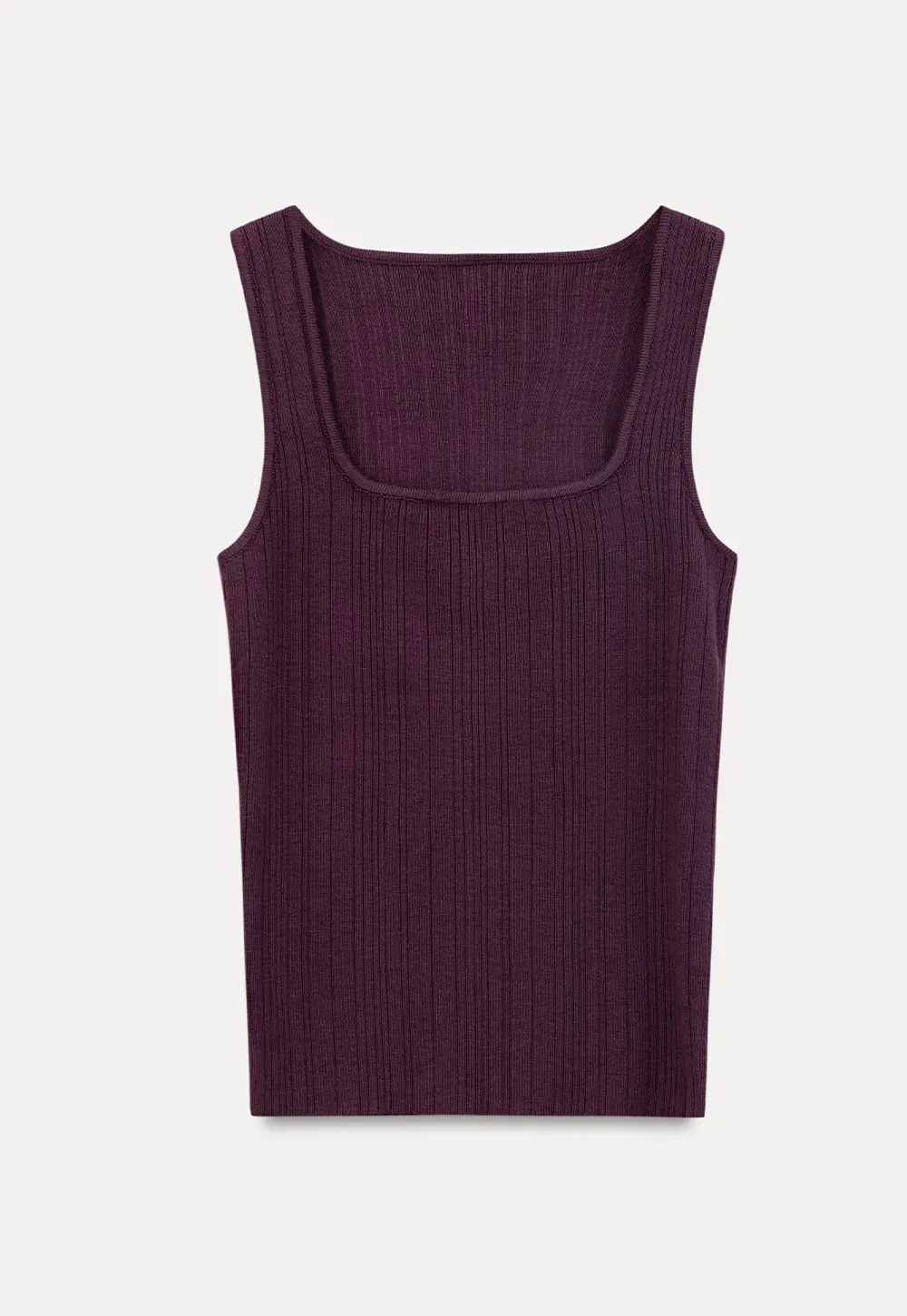 Ribbed Square Neck Sleeveless Knit Top