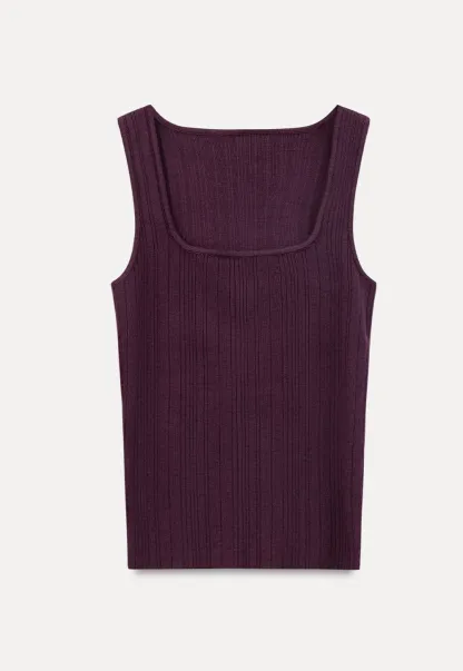 Ribbed Square Neck Sleeveless Knit Top