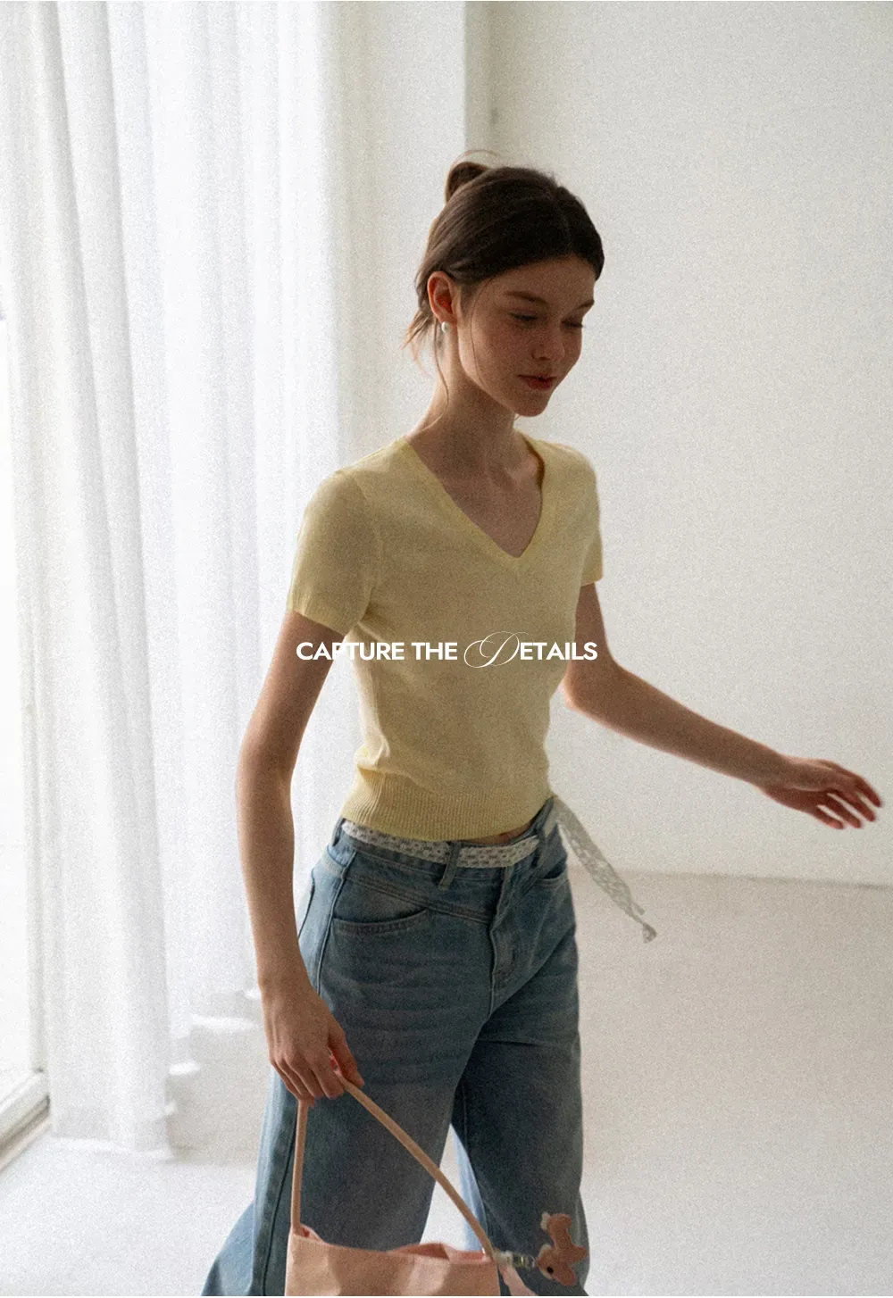 V Neck Short Sleeve Ribbed Knit Sweater