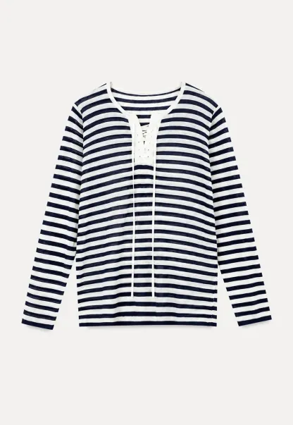 Lace Trim V Neck Long Sleeve Knit Sweater