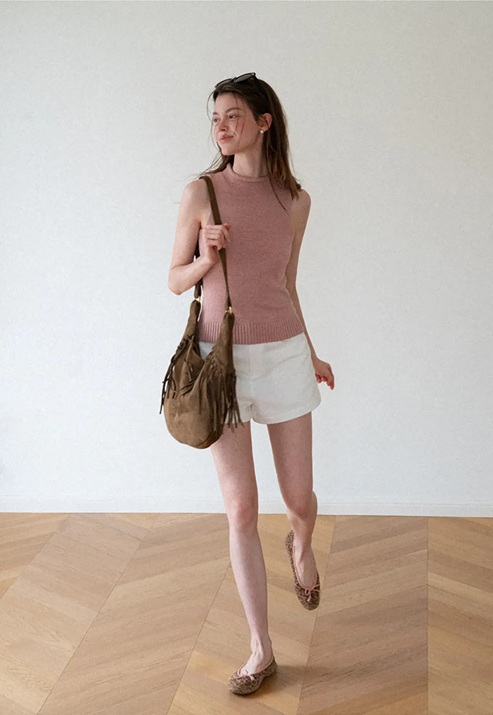 Ribbed Knit Sleeveless High Neck Sweater