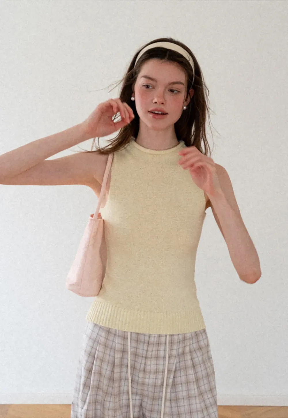 Ribbed Knit Sleeveless High Neck Sweater