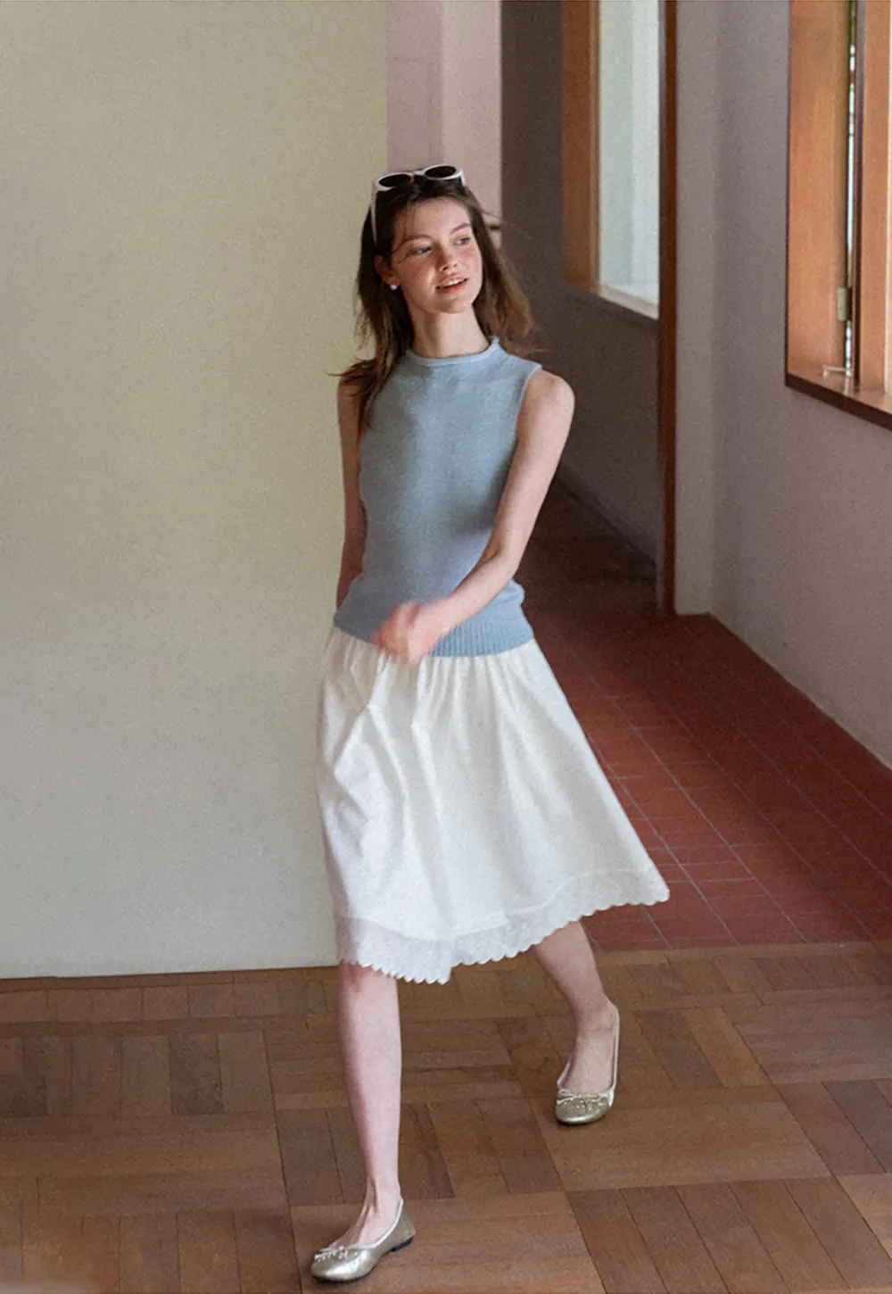 Ribbed Knit Sleeveless High Neck Sweater