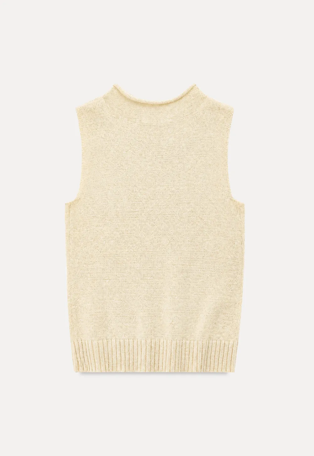 Ribbed Knit Sleeveless High Neck Sweater