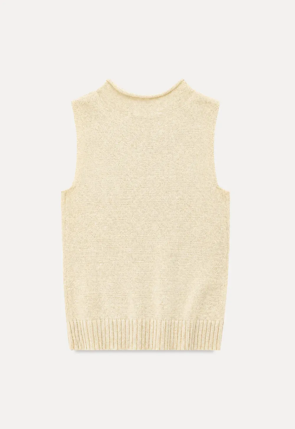 Ribbed Knit Sleeveless High Neck Sweater