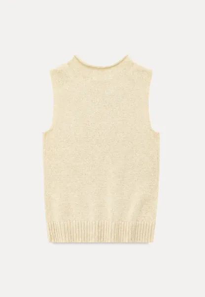 Ribbed Knit Sleeveless High Neck Sweater
