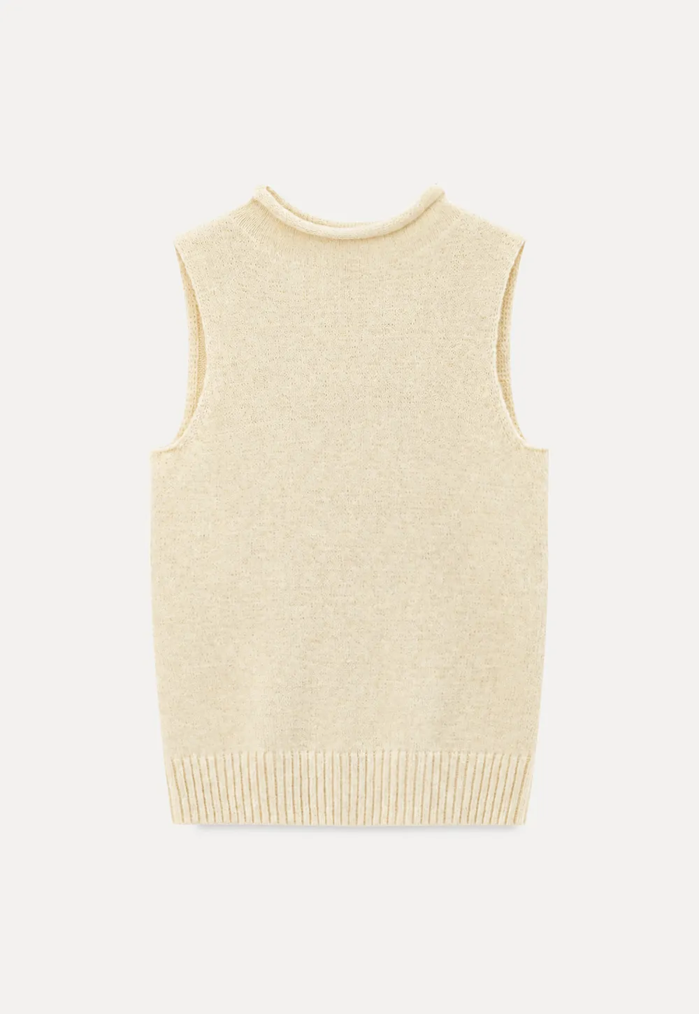 Ribbed Knit Sleeveless High Neck Sweater