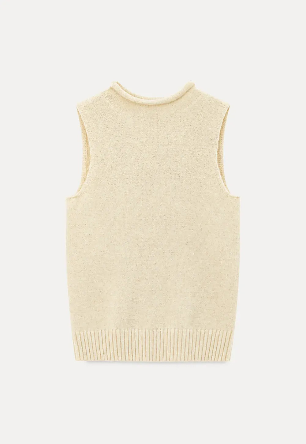 Ribbed Knit Sleeveless High Neck Sweater