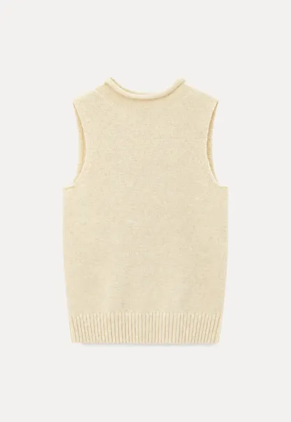 Ribbed Knit Sleeveless High Neck Sweater