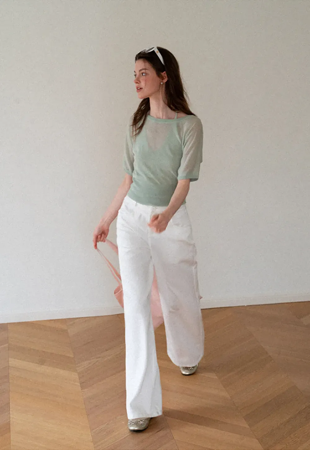Asymmetrical Neck Cropped Woolen Knit Sweater