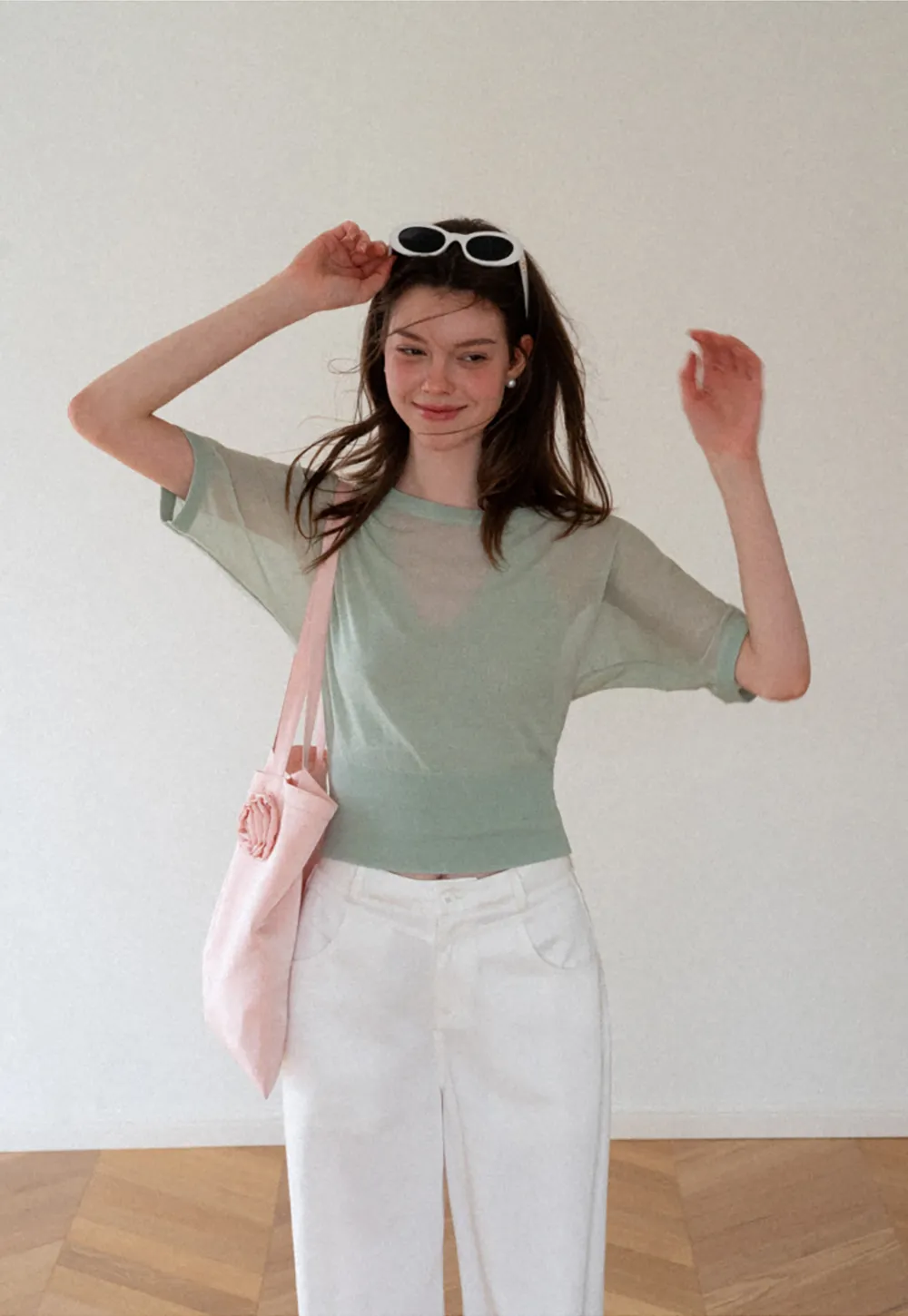 Asymmetrical Neck Cropped Woolen Knit Sweater