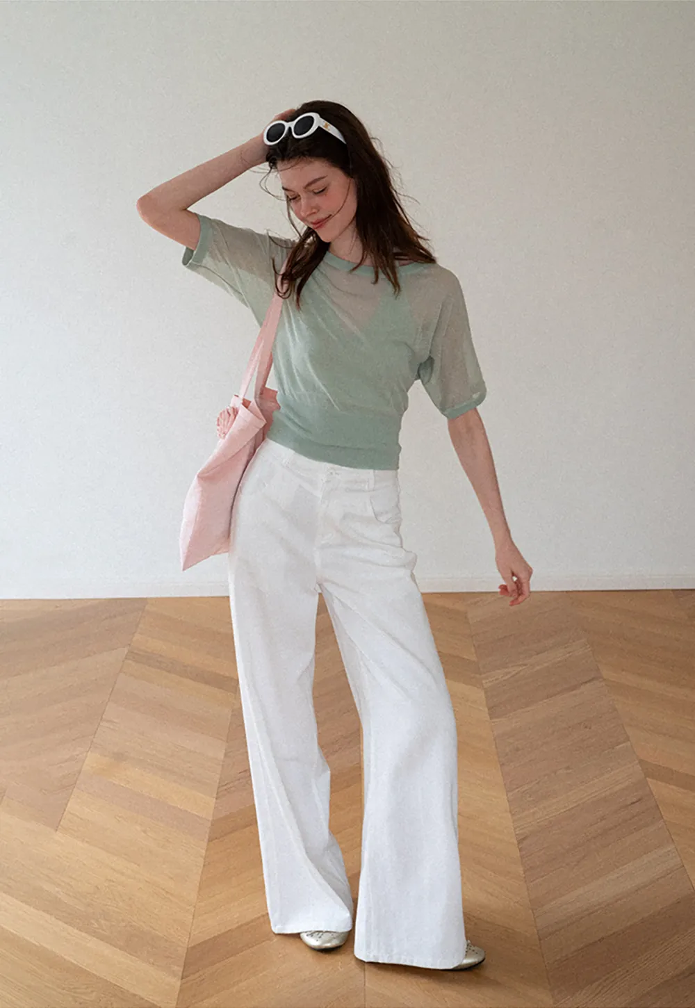 Asymmetrical Neck Cropped Woolen Knit Sweater