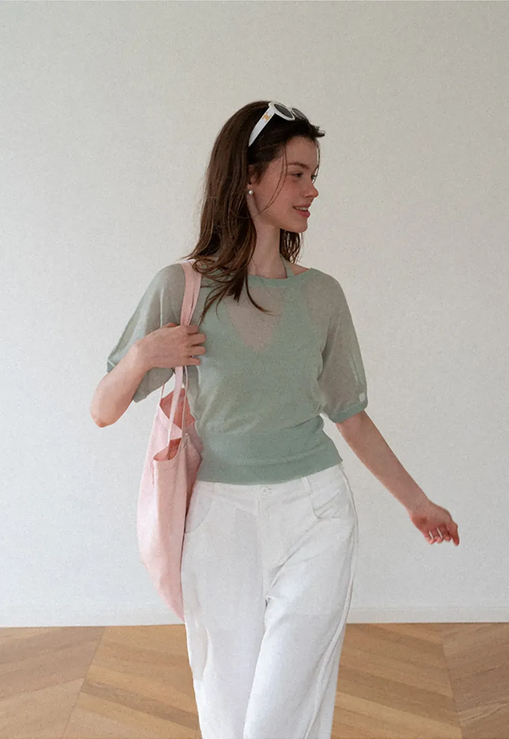 Asymmetrical Neck Cropped Woolen Knit Sweater