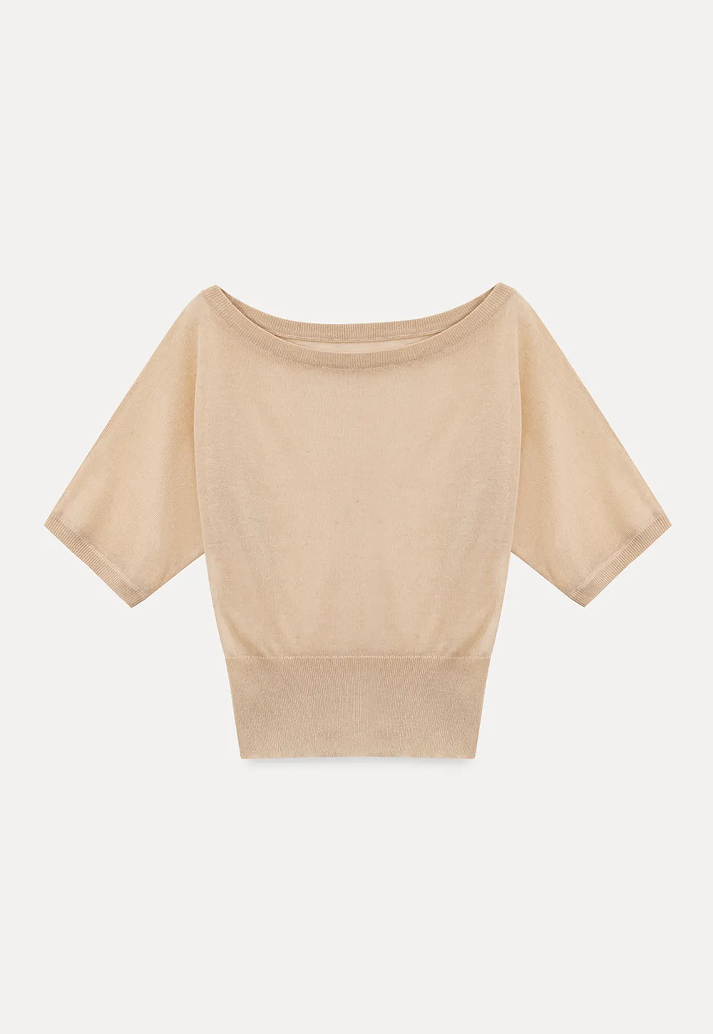 Asymmetrical Neck Cropped Woolen Knit Sweater