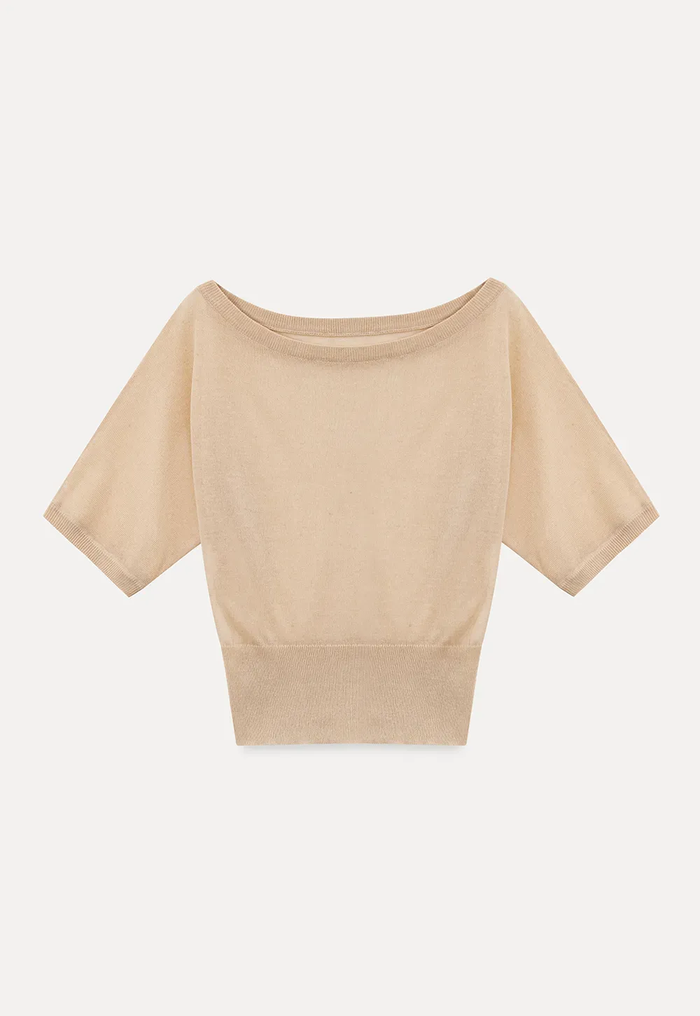 Asymmetrical Neck Cropped Woolen Knit Sweater