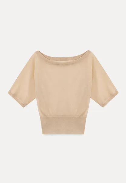 Asymmetrical Neck Cropped Woolen Knit Sweater