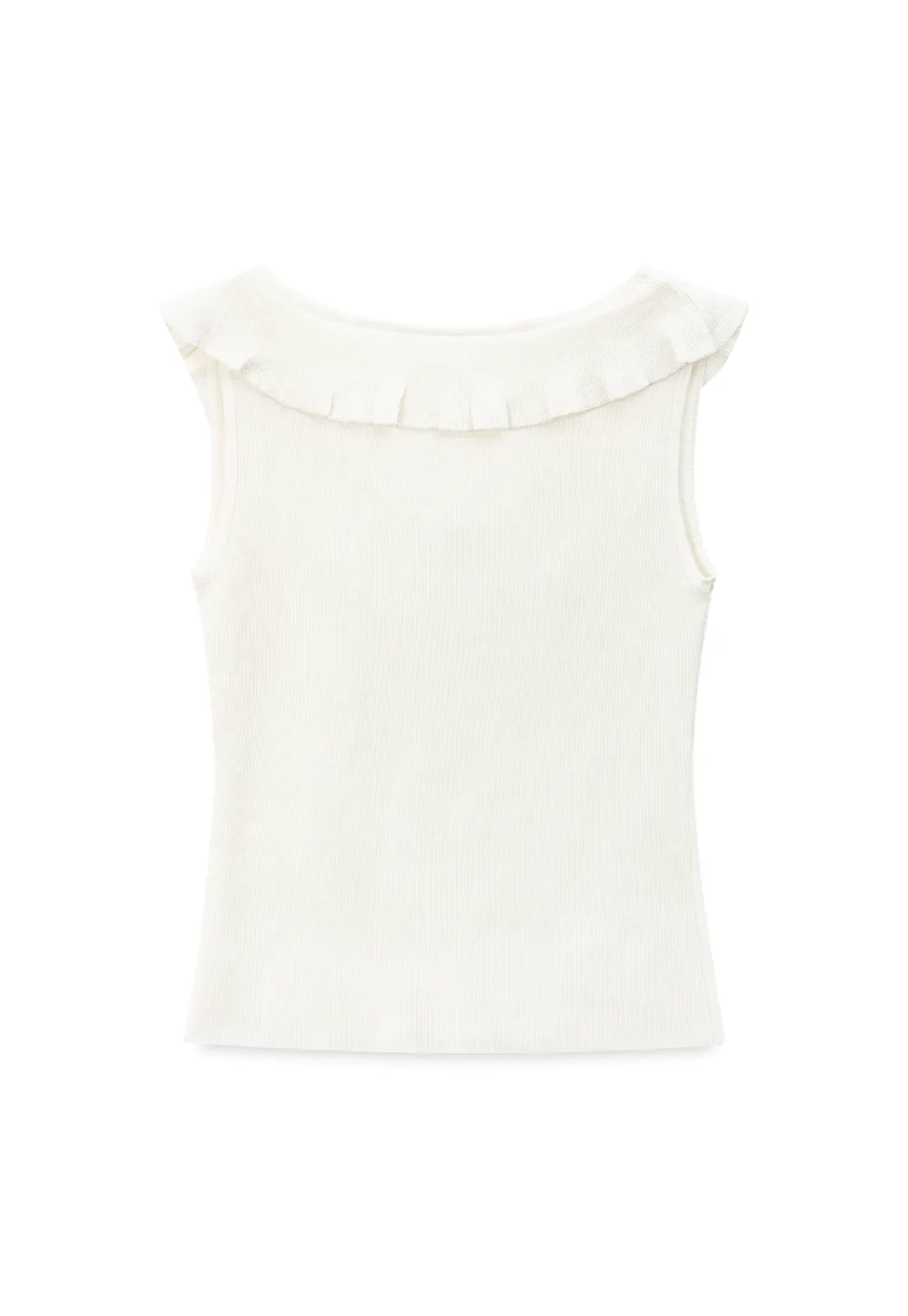 Ruffled Trim Sleeveless Knit Top