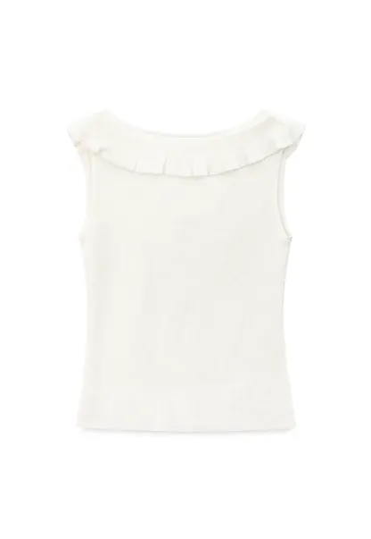 Ruffled Trim Sleeveless Knit Top