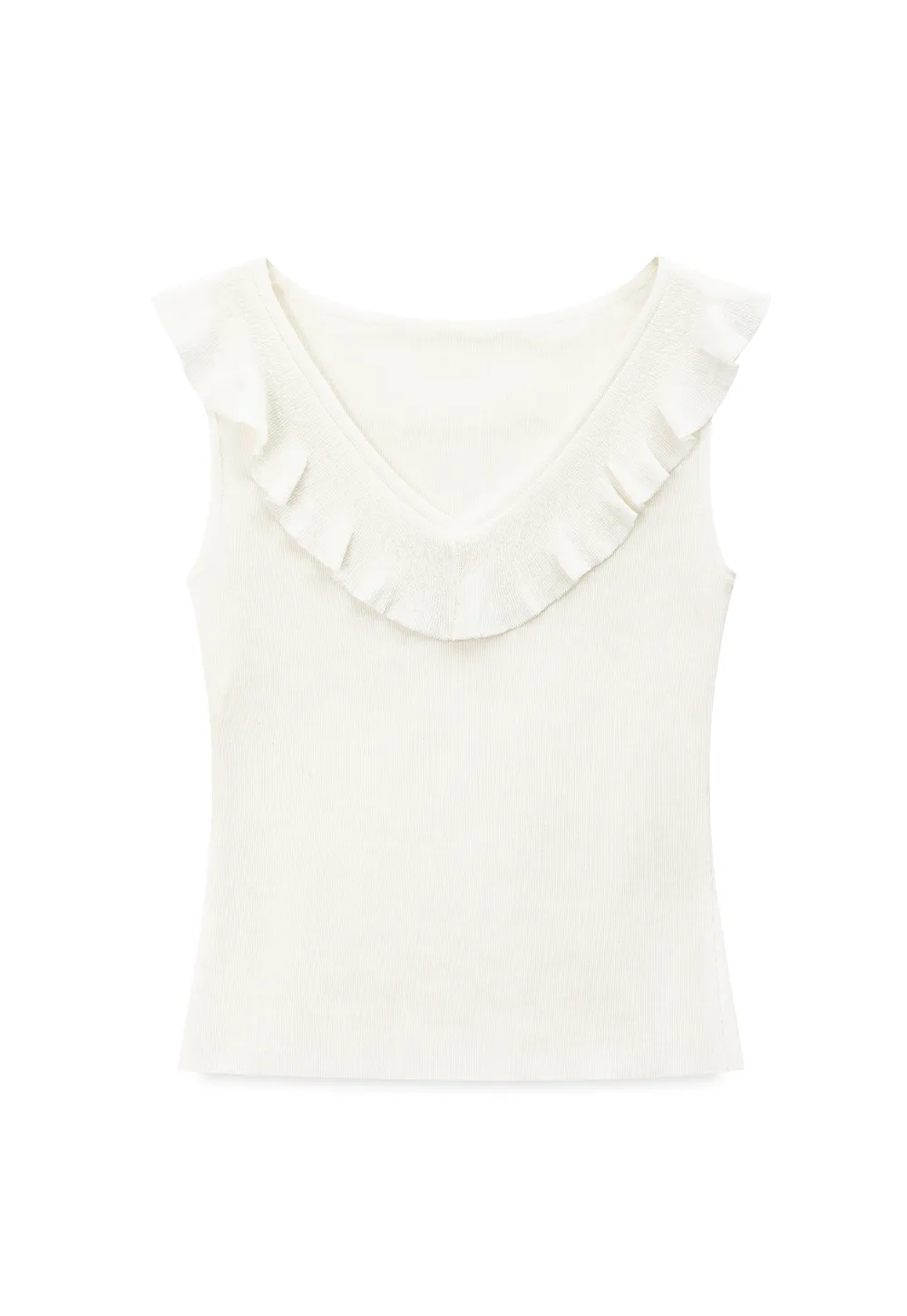 Ruffled Trim Sleeveless Knit Top