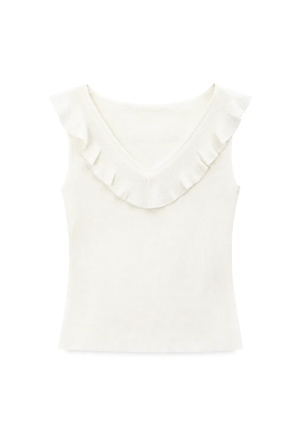 Ruffled Trim Sleeveless Knit Top