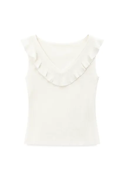 Ruffled Trim Sleeveless Knit Top