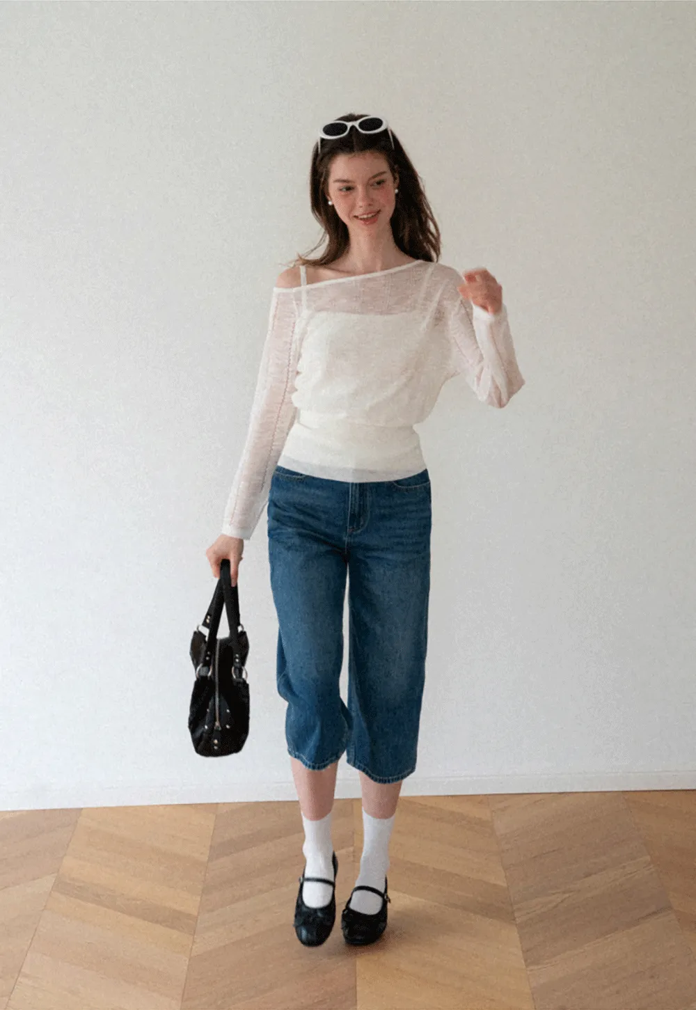 Off Shoulder Knit Sweater With Strappy Detail And Tank Top Set