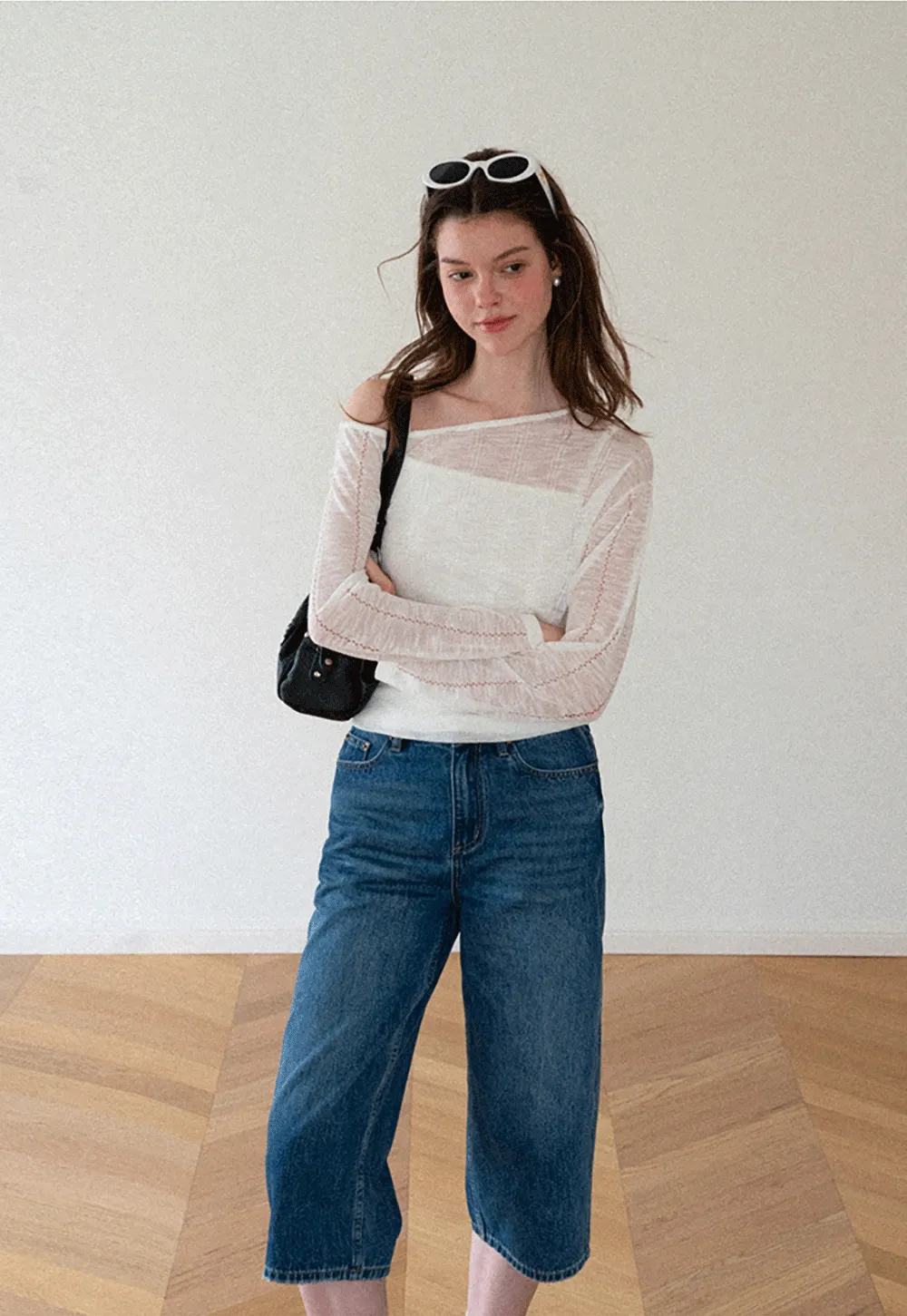 Off Shoulder Knit Sweater With Strappy Detail And Tank Top Set