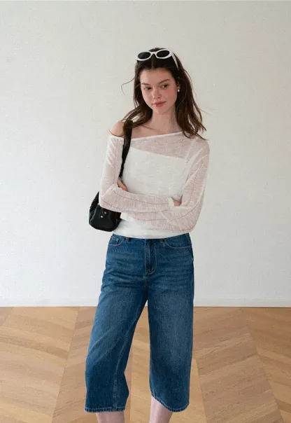 Off Shoulder Knit Sweater With Strappy Detail And Tank Top Set