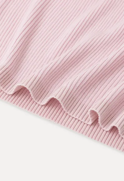 Ribbed Knit Short Sleeve Crew Neck Sweater