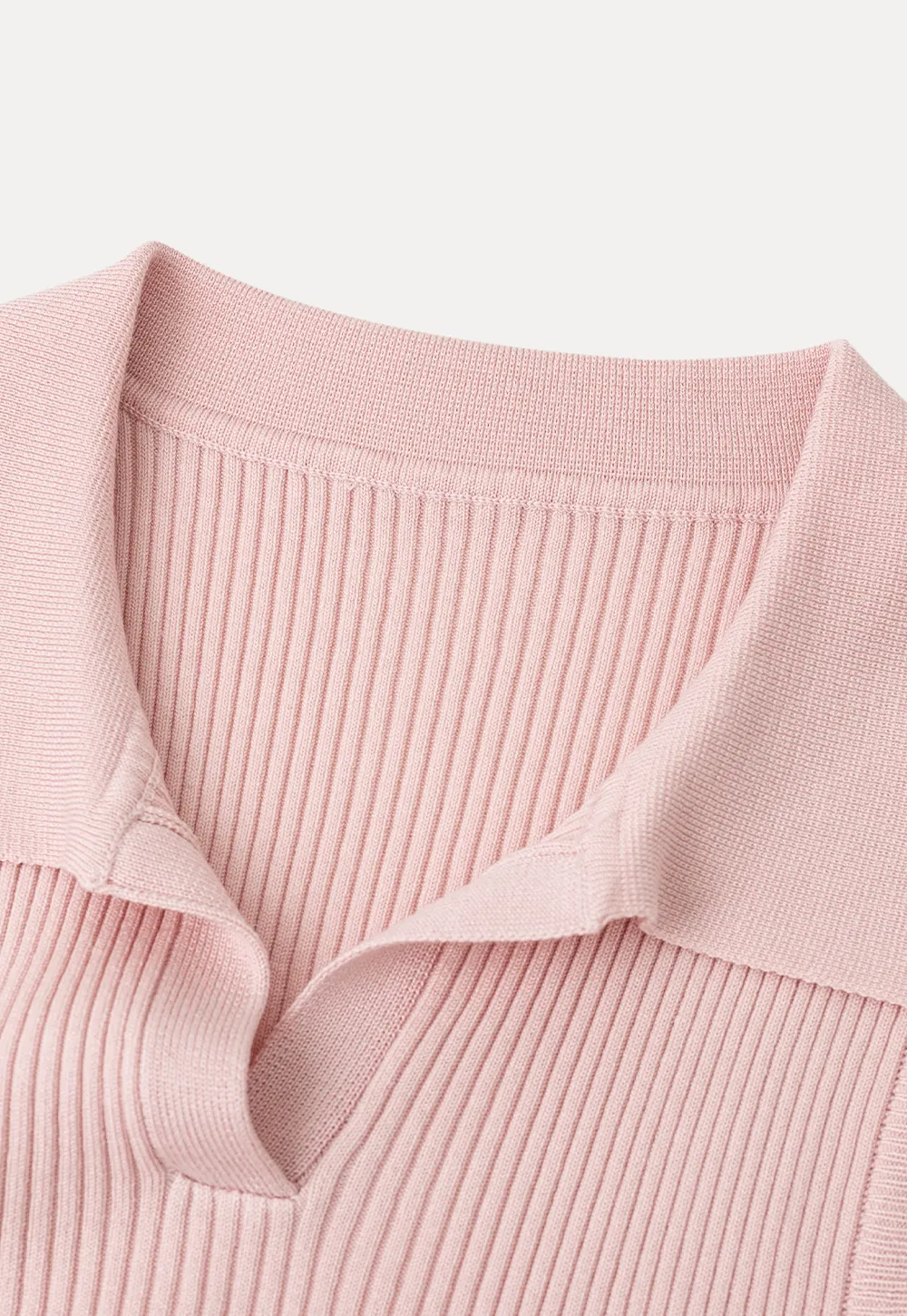 Ribbed Knit Sleeveless Polo Neck Top