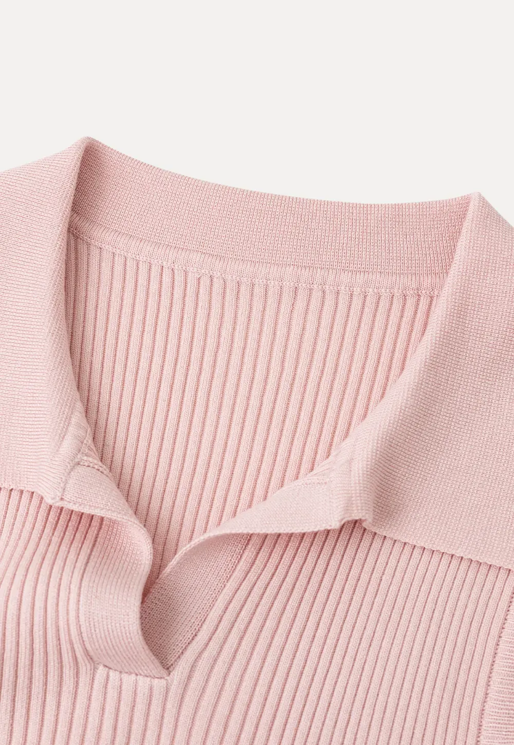 Ribbed Knit Sleeveless Polo Neck Top